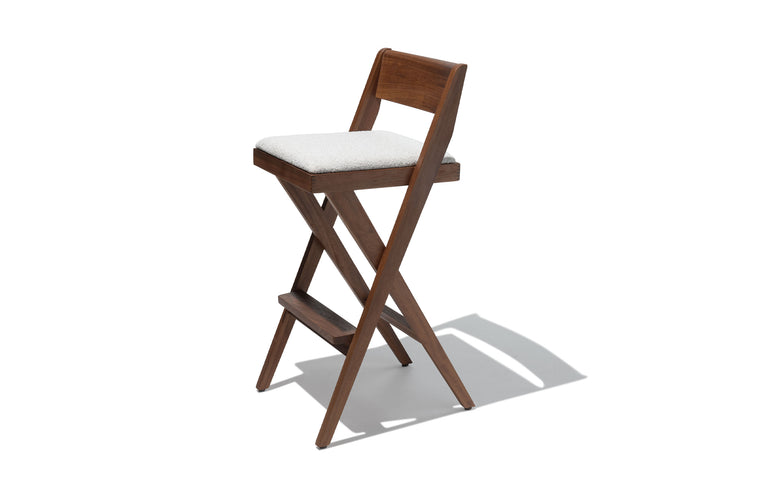 Compass Bar Stool White Boucle