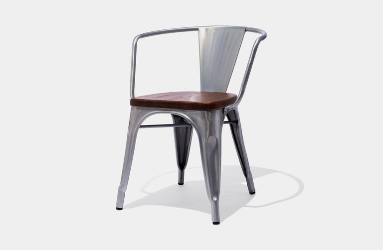 Marais Arm Chair with a Wood Seat Galvanized