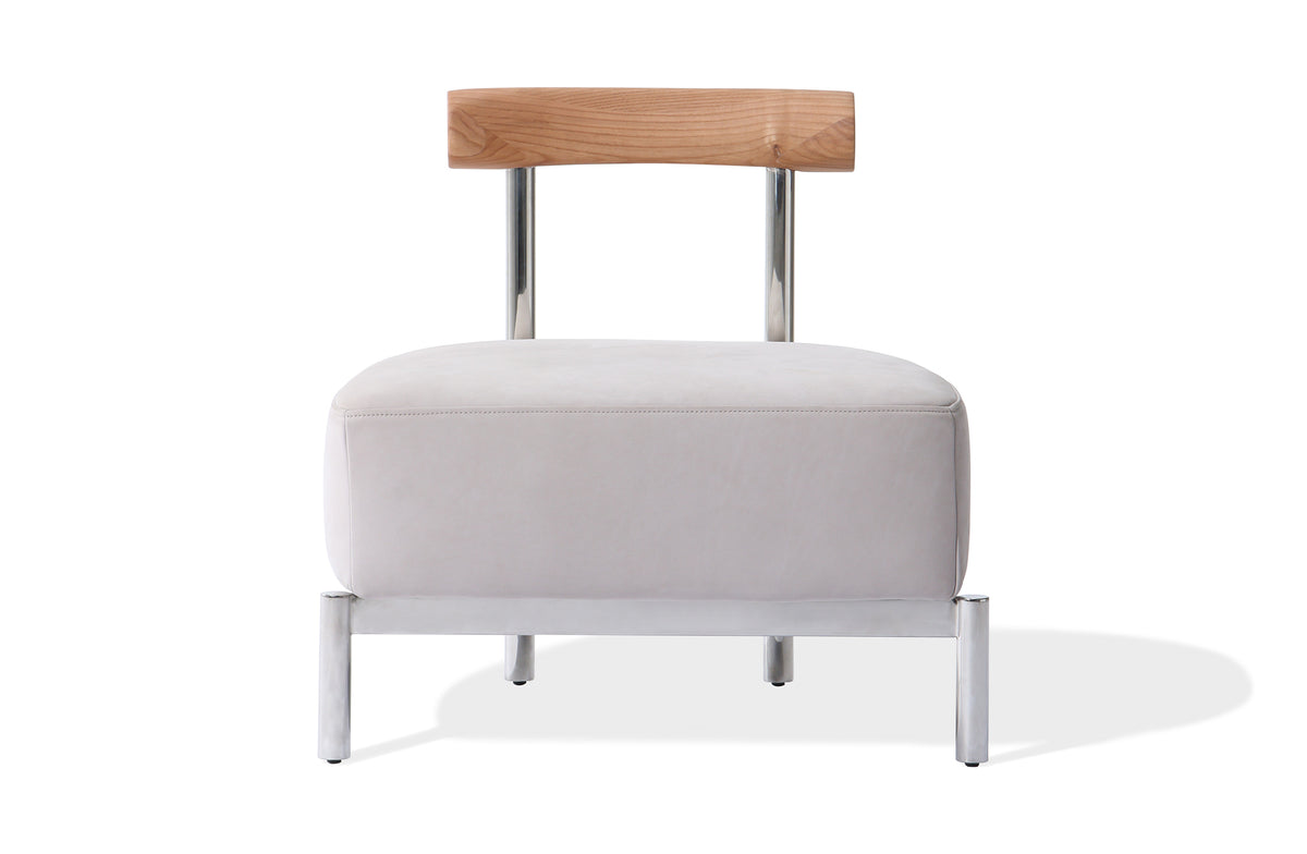 Woodlands Occasional Chair - Light Grey Leather Image 2