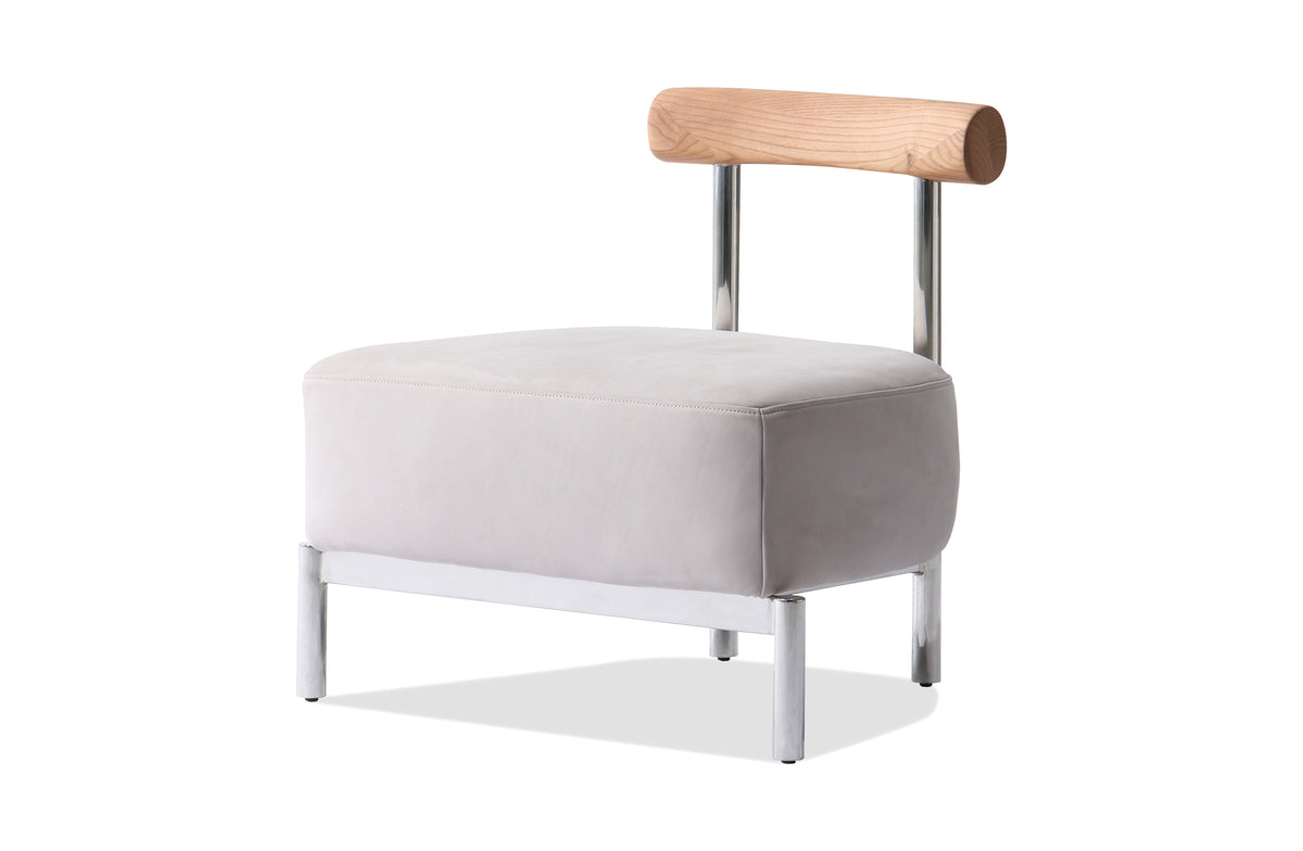 Woodlands Occasional Chair - Light Grey Leather Image 1