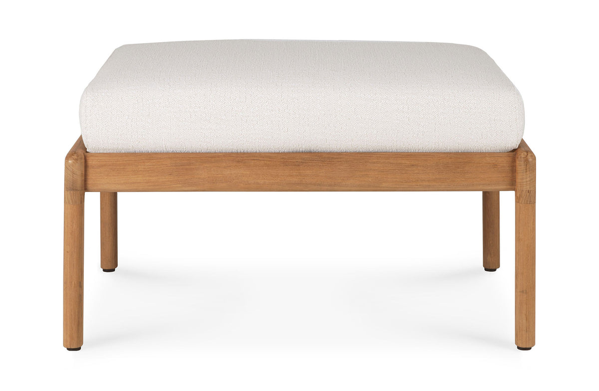 Jack Outdoor Footstool - Off-White / Teak Image 1