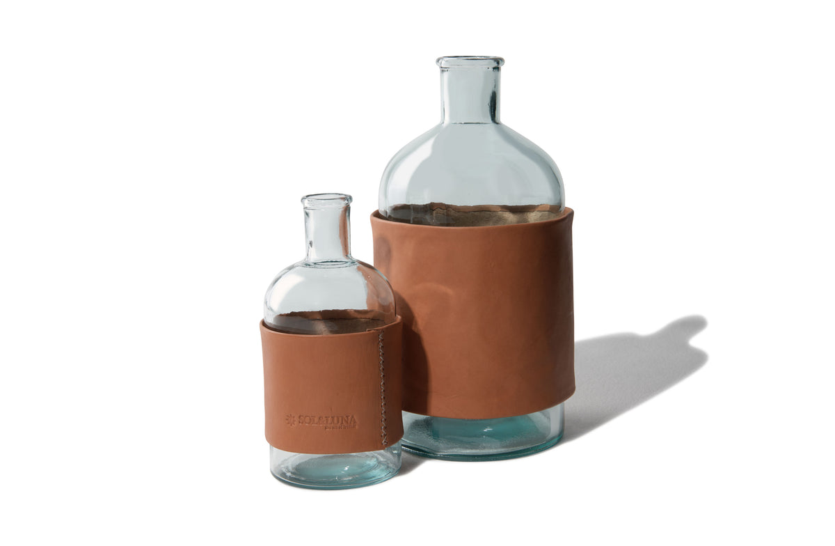 Leather Water Carafe - Natural Leather / Large Image 1