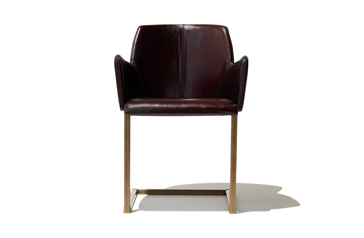 Clive Leather Dining Chair - Dark Brown Leather Image 2