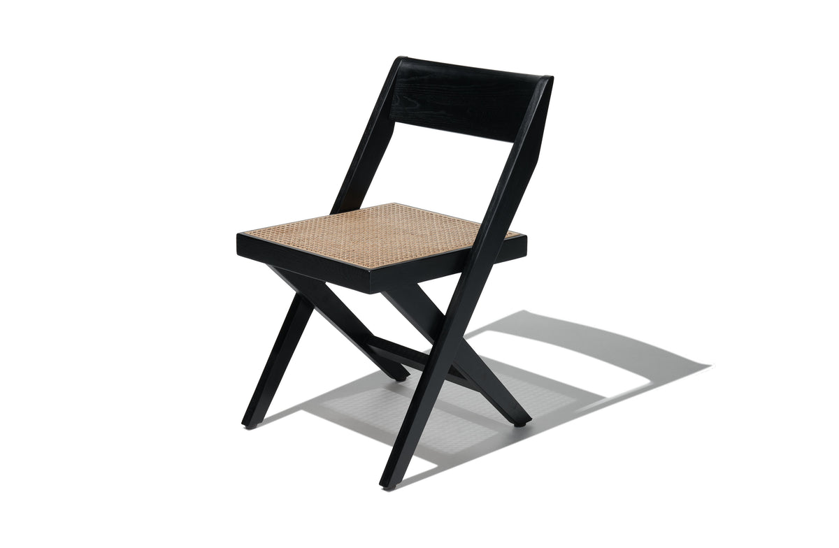 Compass Cane Dining Chair - Black Ash Natural Rattan Image 1