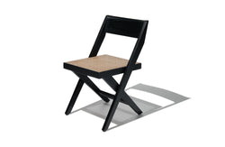 Compass Cane Dining Chair - Black Ash Black Rattan