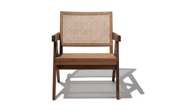 Compass Cane Lounge Chair - Tan Leather