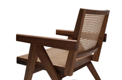 Compass Cane Lounge Chair - Tan Leather
