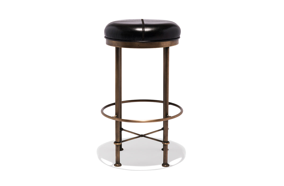 Singapore Club Counter and Bar Stool - Black Leather / Counter Image 1